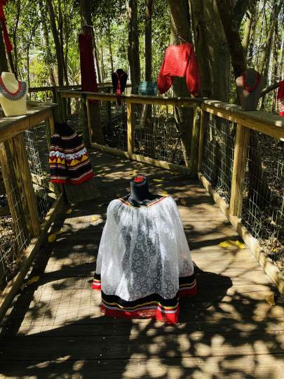 Red clothing was donated for the MMIP exhibit in the Sculpture Garden and will remain on display all through May.