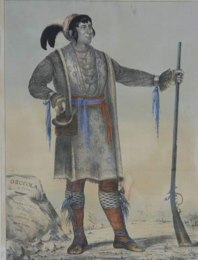 Lithograph of Osceola done by George Catlin                                                                   