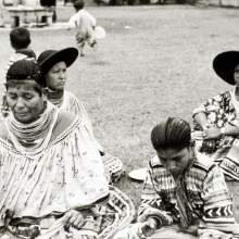 (L to R) Emma Micco, Goby Micco, Jack Micco, and Cody Micco eating lunch during a Field Day on the Brighton Reservation